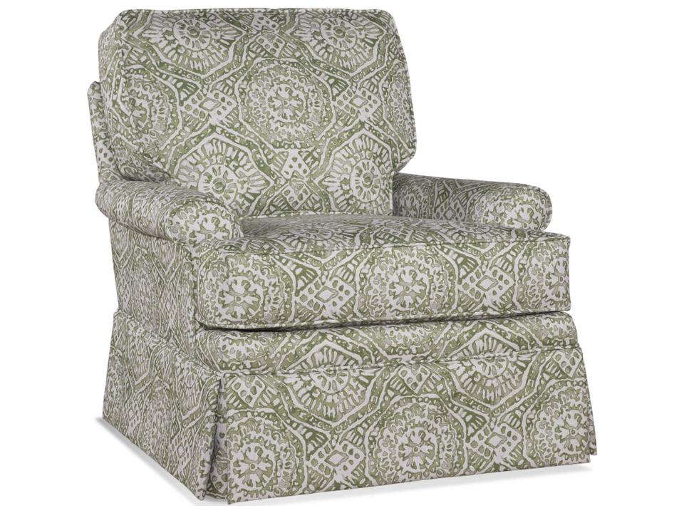 Belmont Glider Swivel Fabric Accent Chair with Rolled Arms