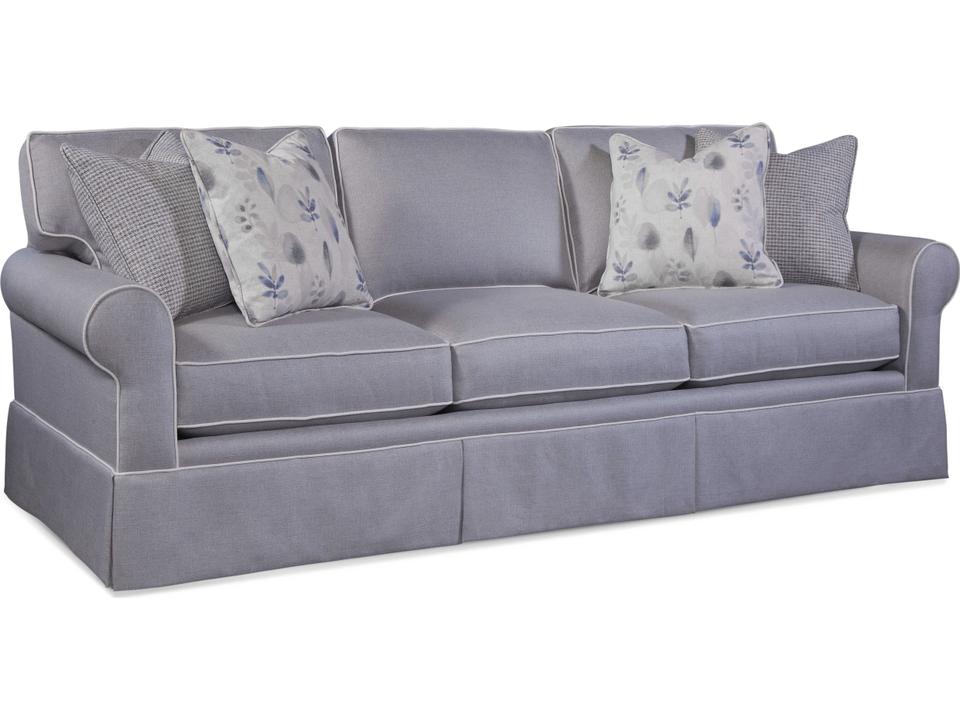Benton Skirted Estate Sofa with Rolled Arms and 3-Cushion Seating