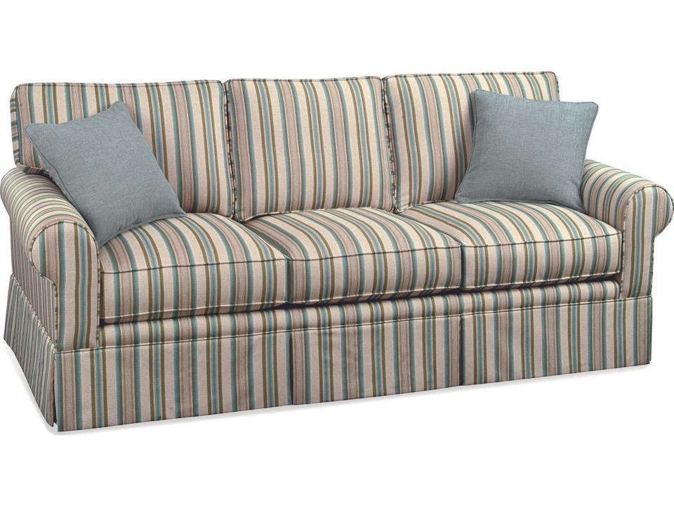 Benton Skirted Sofa with Rolled Arms and Loose Cushions