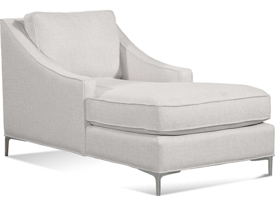 Lenox Upholstered Chaise Lounge with Satin Nickel Metal Legs