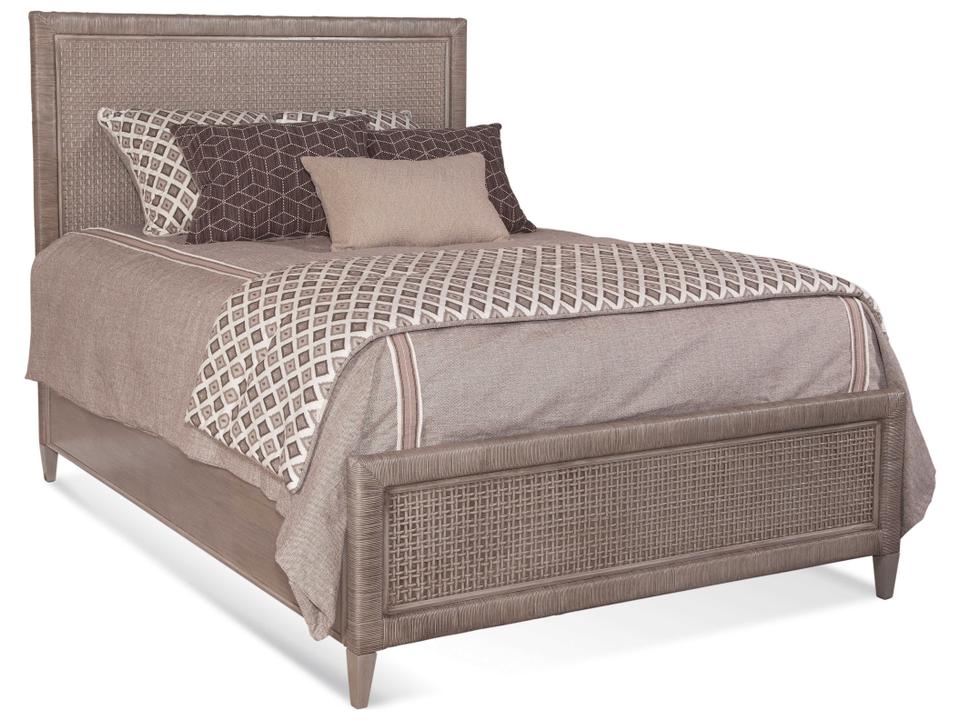 Naples King Panel Bed in Rattan and Wood with Customizable Finish