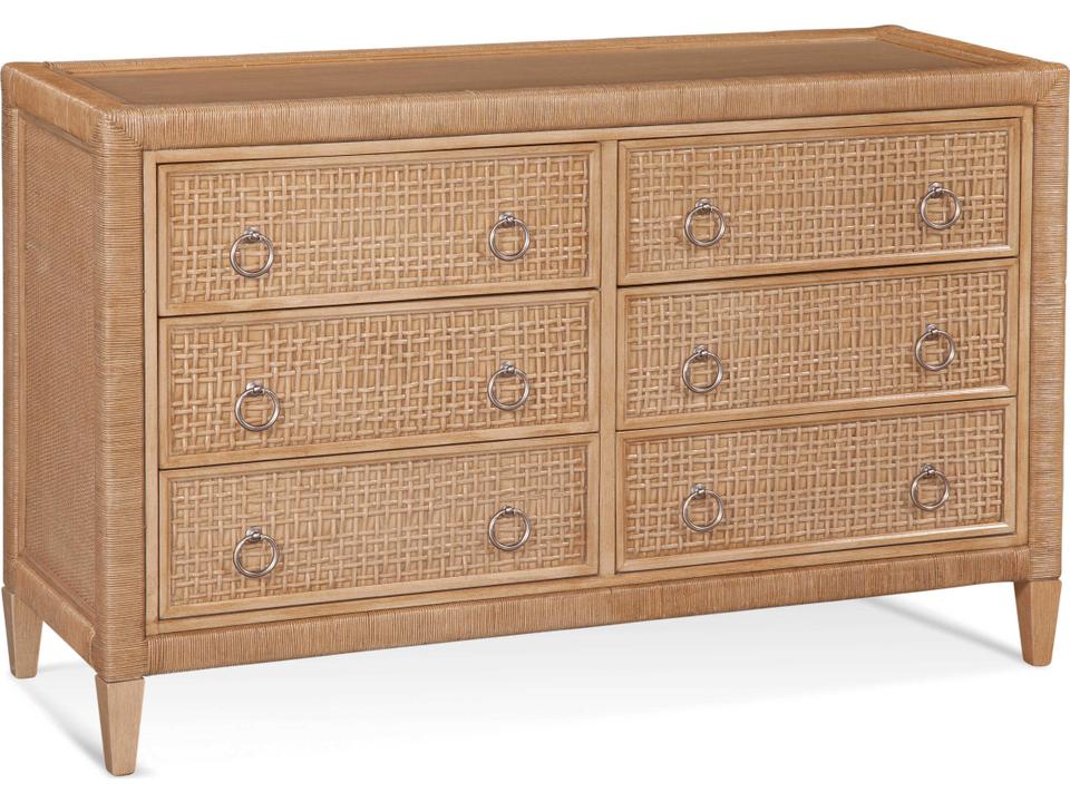 Naples 6-Drawer Rattan Double Dresser in Brown