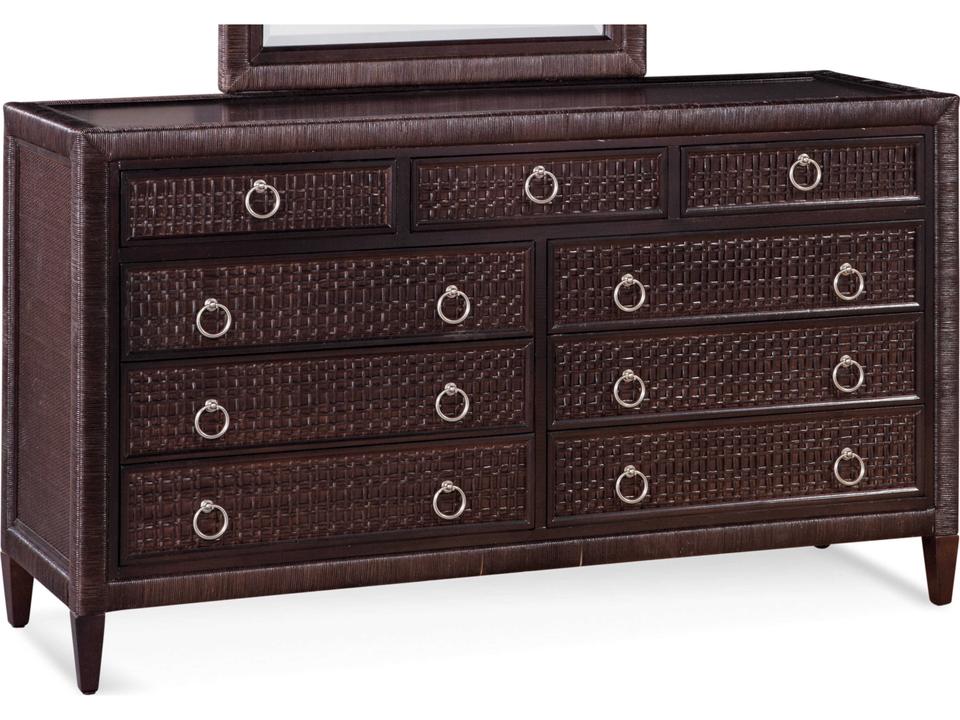 Naples Nine-Drawer Wicker and Rattan Dresser in Coastal Style
