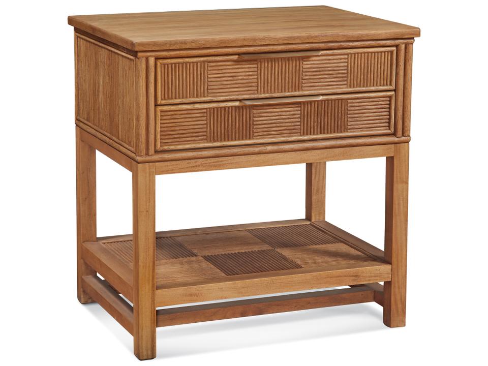 Cora 2-Drawers Brown Rattan Nightstand
