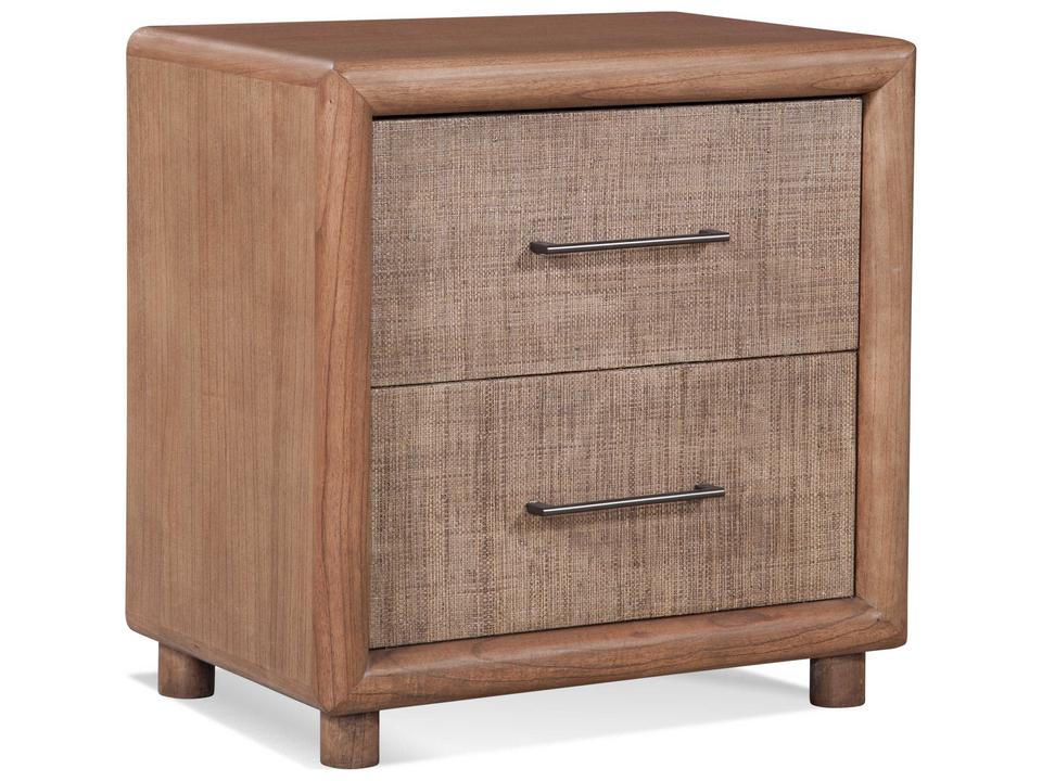 Nova Two Drawer Mindi Wood Nightstand with Raffia Inserts