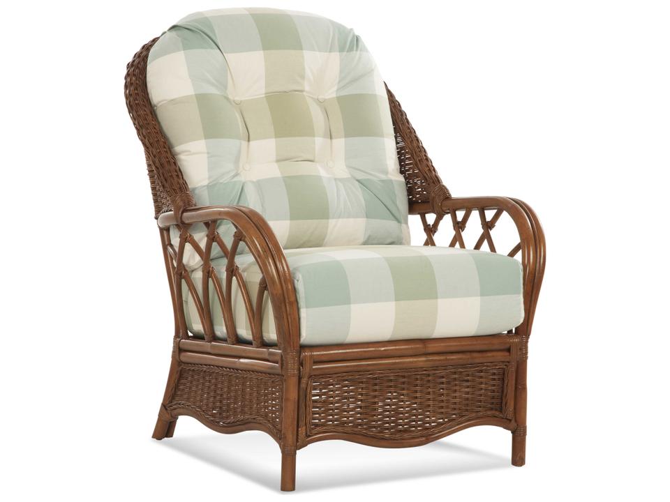 Everglade Fabric Accent Chair in Wicker and Rattan