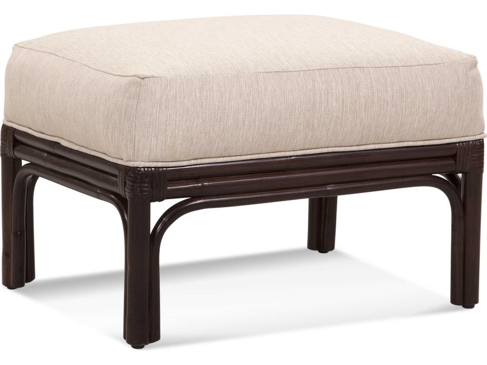 Boca Upholstered Ottoman in Wicker Rattan Frame