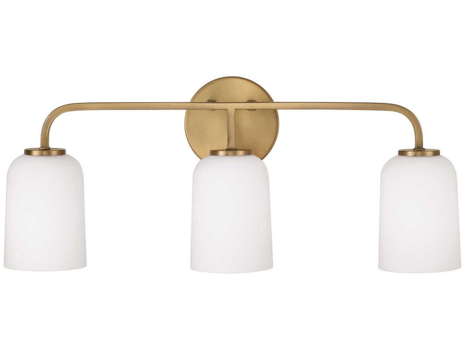 Lawson 3-Light Aged Brass Vanity Light with Soft White Glass