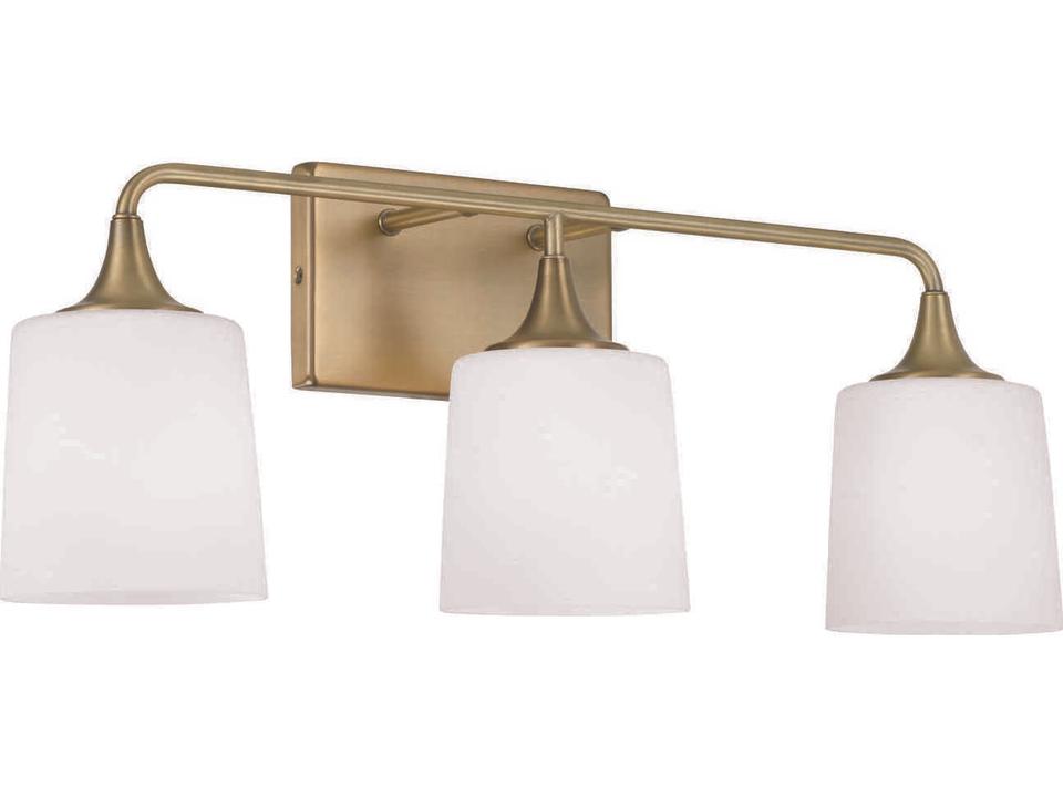 Presley 3-Light Vanity Sconce in Aged Brass with Soft White Glass