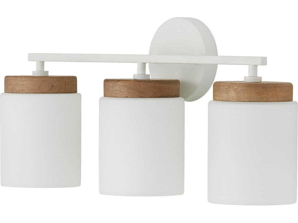 Liam 3-Light Wood and White Vanity Light