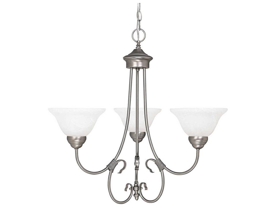 3-Light Hometown Chandelier in Matte Nickel with Faux Alabaster Glass