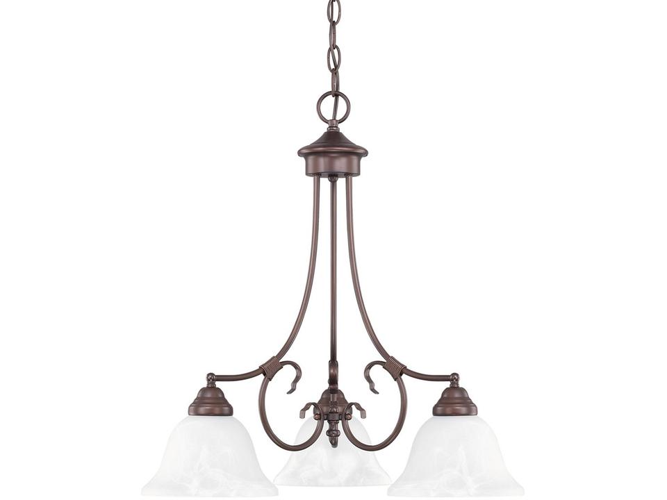 Hometown 3-Light Bronze Chandelier with White Faux Alabaster Glass