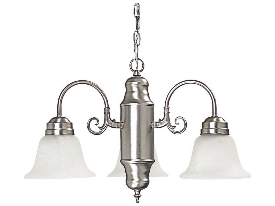 David 3-Light Chandelier in Matte Nickel with White Faux Alabaster Glass