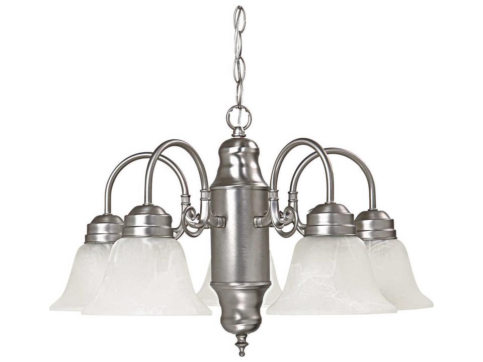 David 5-Light Chandelier in Matte Nickel with White Faux Alabaster Glass