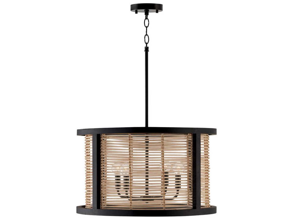 Rico 4-Light Drum Pendant Light in Flat Black