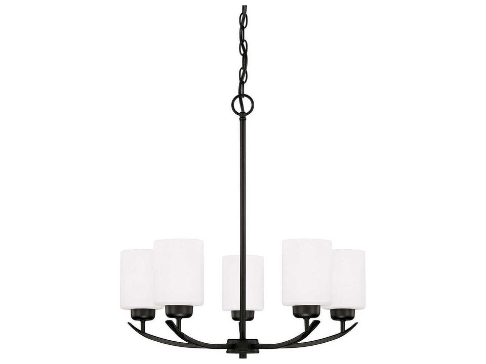 Dixon 5-Light Chandelier in Matte Black with Soft White Glass
