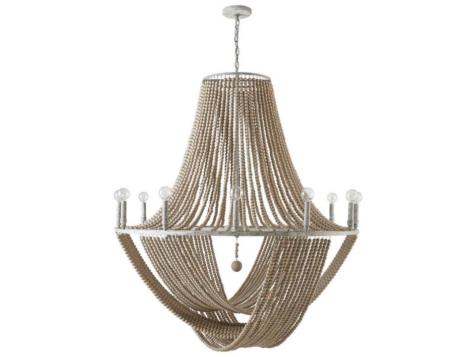 Kayla 12-Light Chandelier with Wooden Beads in Mystic Sand