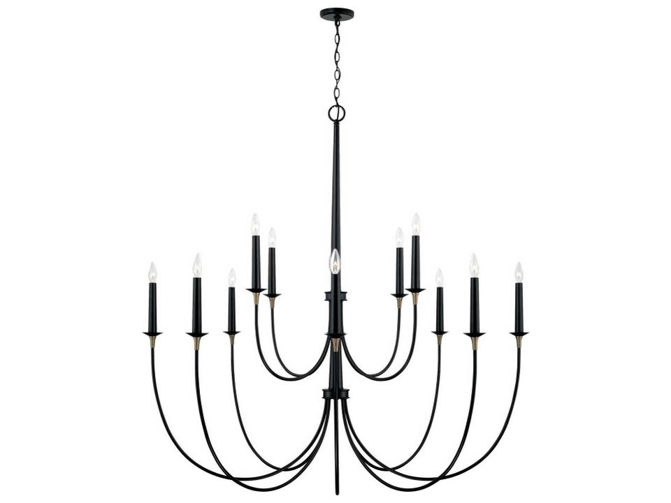 12-Light Amara Chandelier in Matte Black with Brass