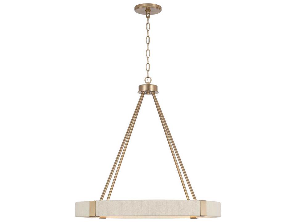 4-Light Delaney Chandelier in Matte Brass with Bleached Natural Rope