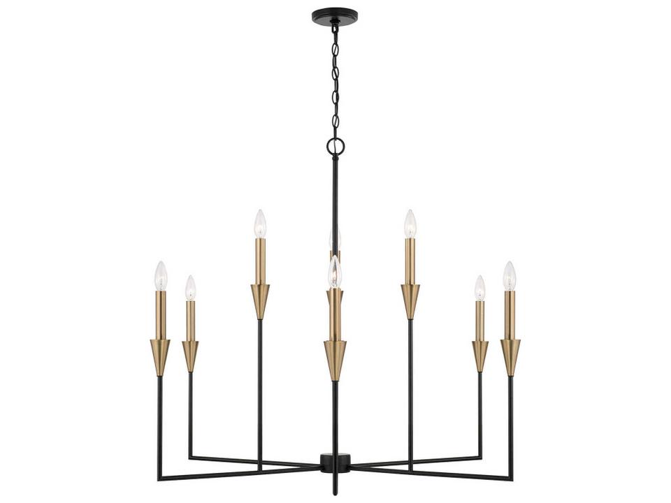 Avant 9-Light Chandelier in Aged Brass and Black