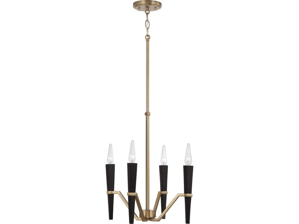 Enzo 4-Light Chandelier in Aged Brass and Black Modern