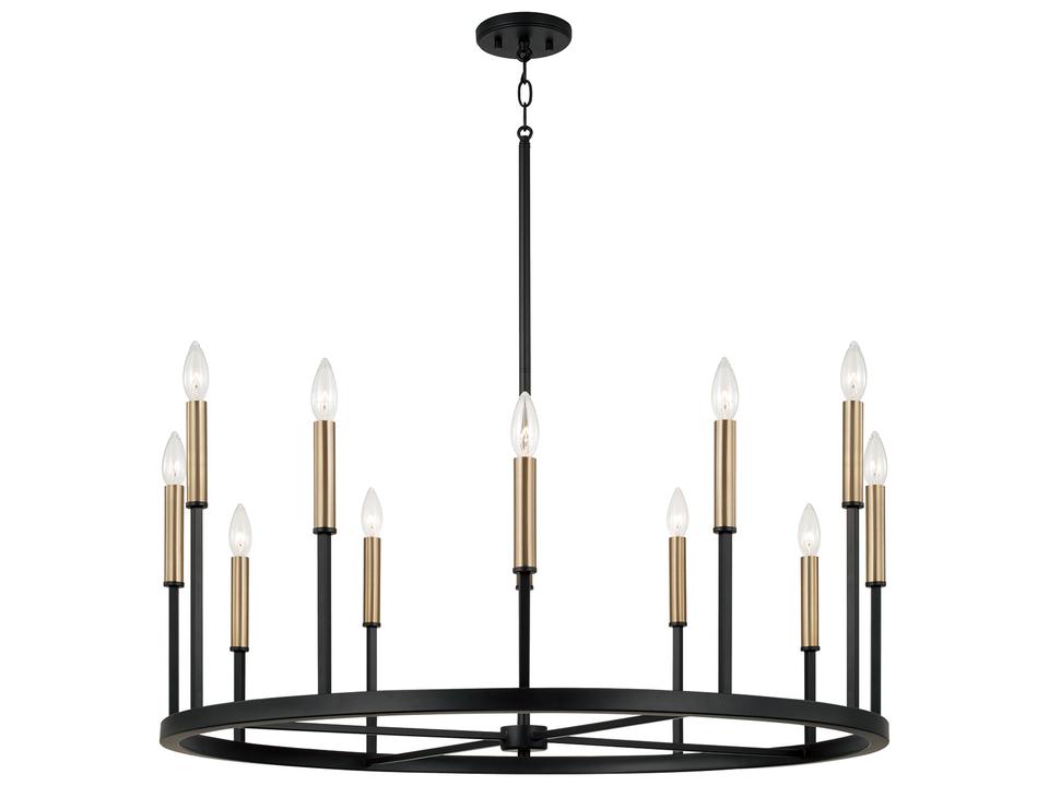 Davis 12-Light Chandelier in Espresso and Brass