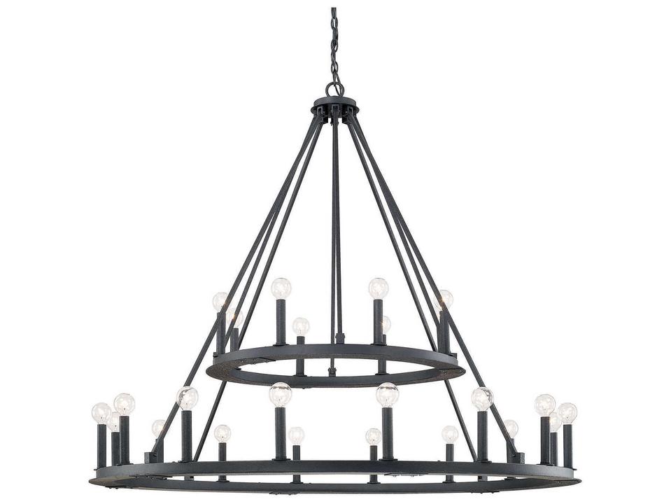 Pearson 24-Light Tiered Chandelier in Black Iron