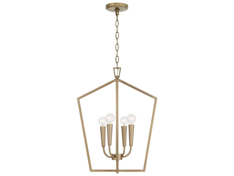 4-Light Holden Foyer Pendant in Aged Brass