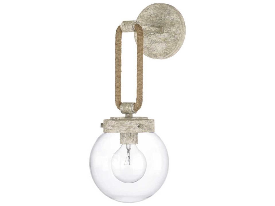 Beaufort 1-Light Globe Wall Sconce in Mystic Sand with Jute Accents