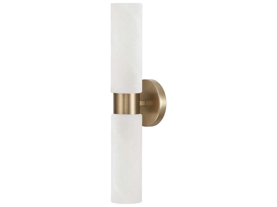 Alyssa 2-Light Wall Sconce in Aged Brass with Faux Alabaster Glass