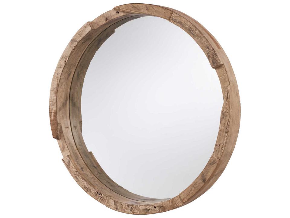 Reclaimed Natural Wood Round Wall Mirror