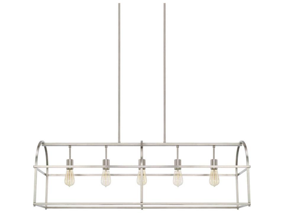 Aubrey 5-Light Linear Island Pendant in Brushed Nickel