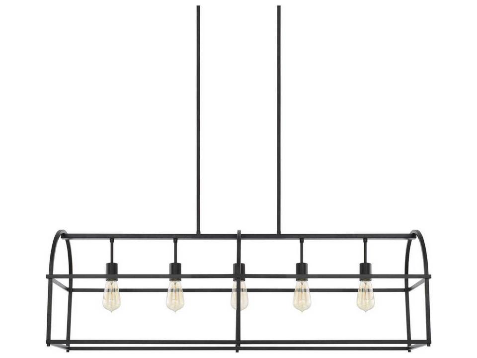 Aubrey 5-Light Linear Pendant Light in Matte Black