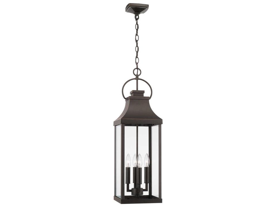 Bradford 4-Light Outdoor Hanging Lantern in Oiled Bronze