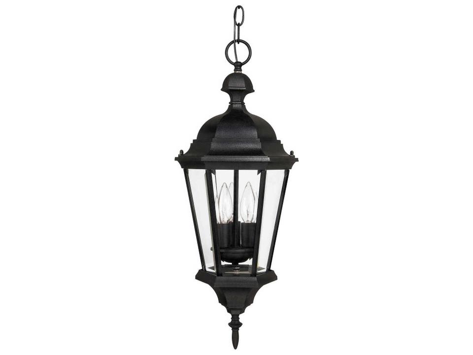 Carriage House 3-Light Outdoor Hanging Lantern in Black