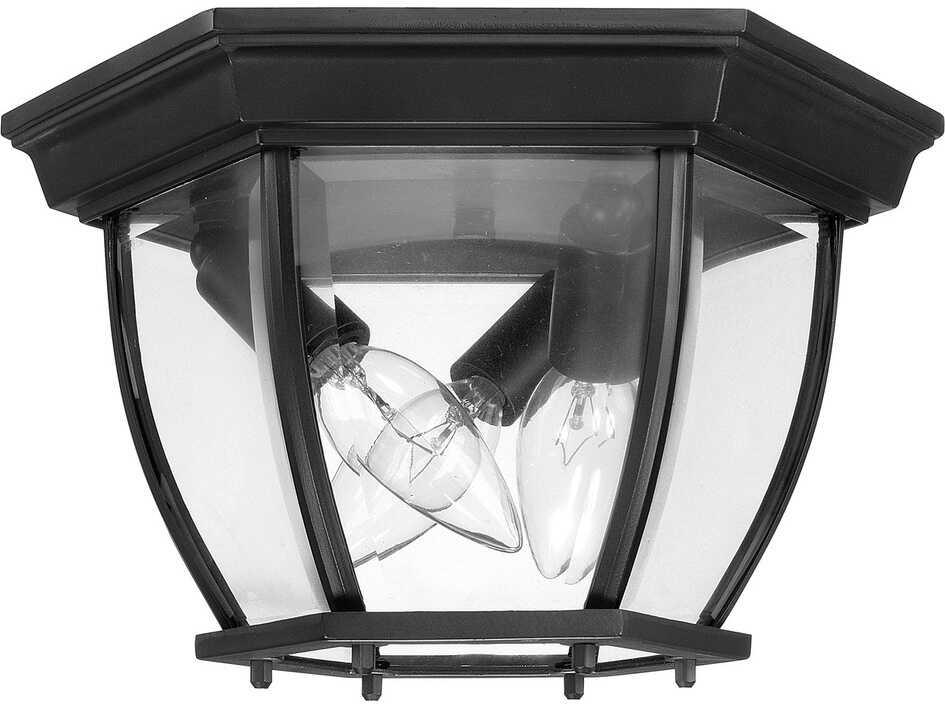 Outdoor 3-Light Flush Mount Ceiling Light in Black