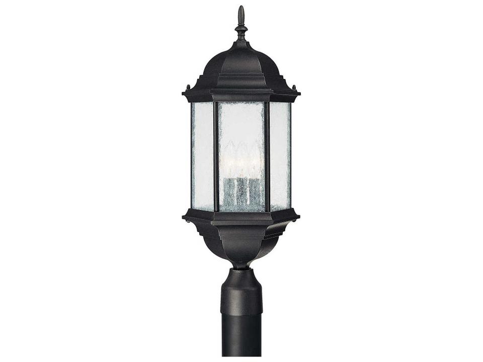 Main Street 24-Inch 3-Light Outdoor Post Lantern in Black