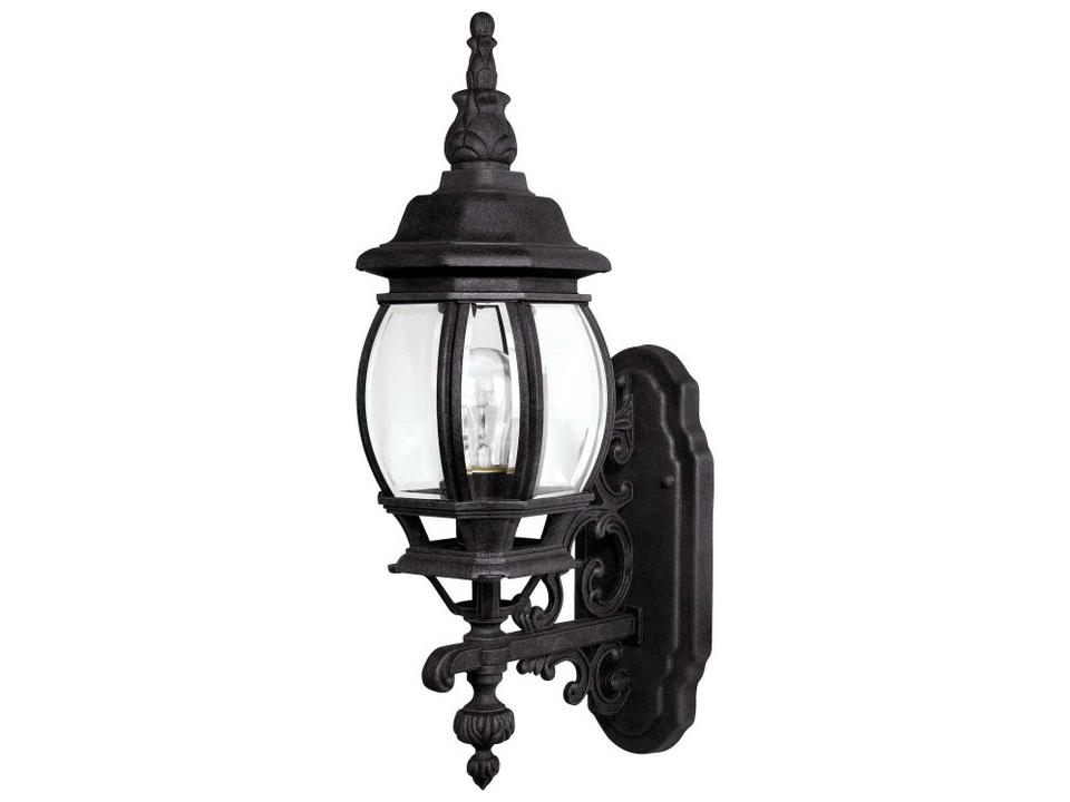French Country 1-Light Outdoor Wall Lantern in Black