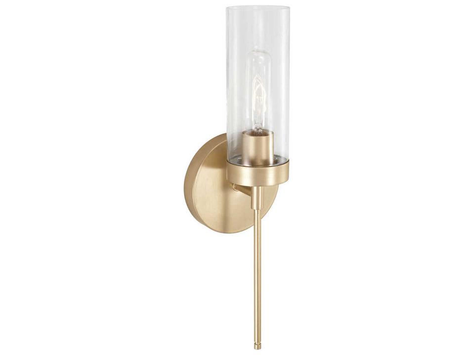 Riley 1-Light Wall Sconce in Soft Gold with Clear Glass
