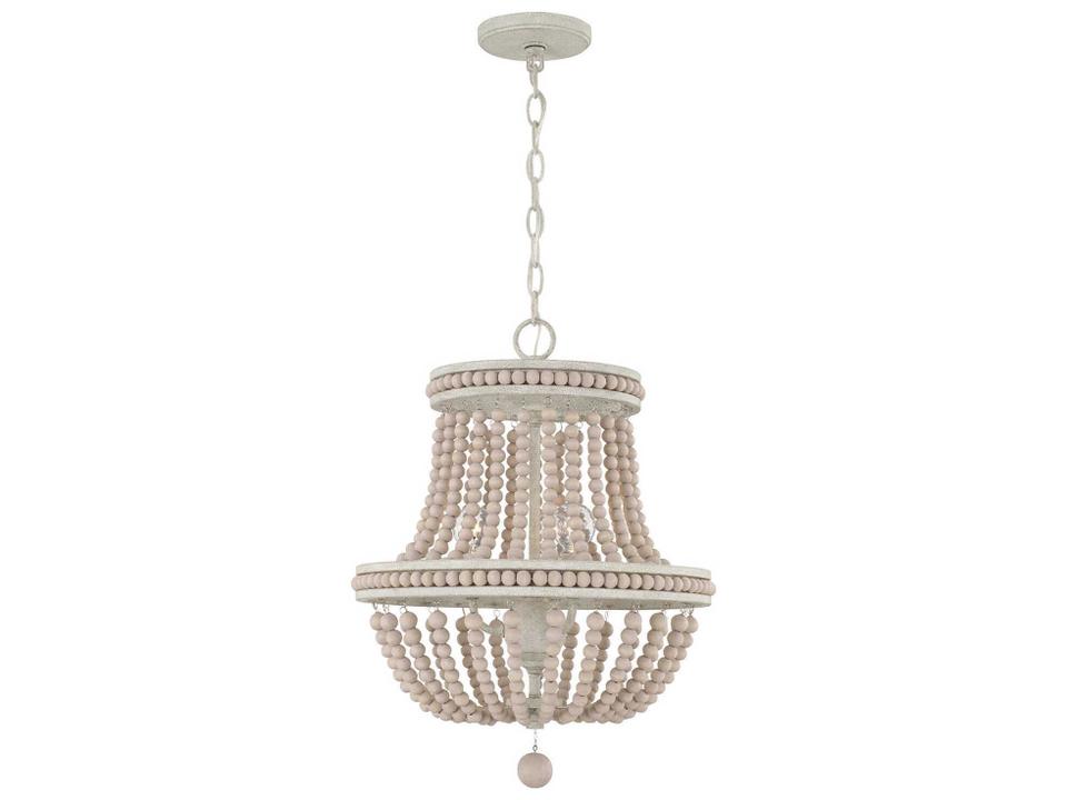 Handley 3-Light Chandelier in Sand Dollar Brown with Wood Beads