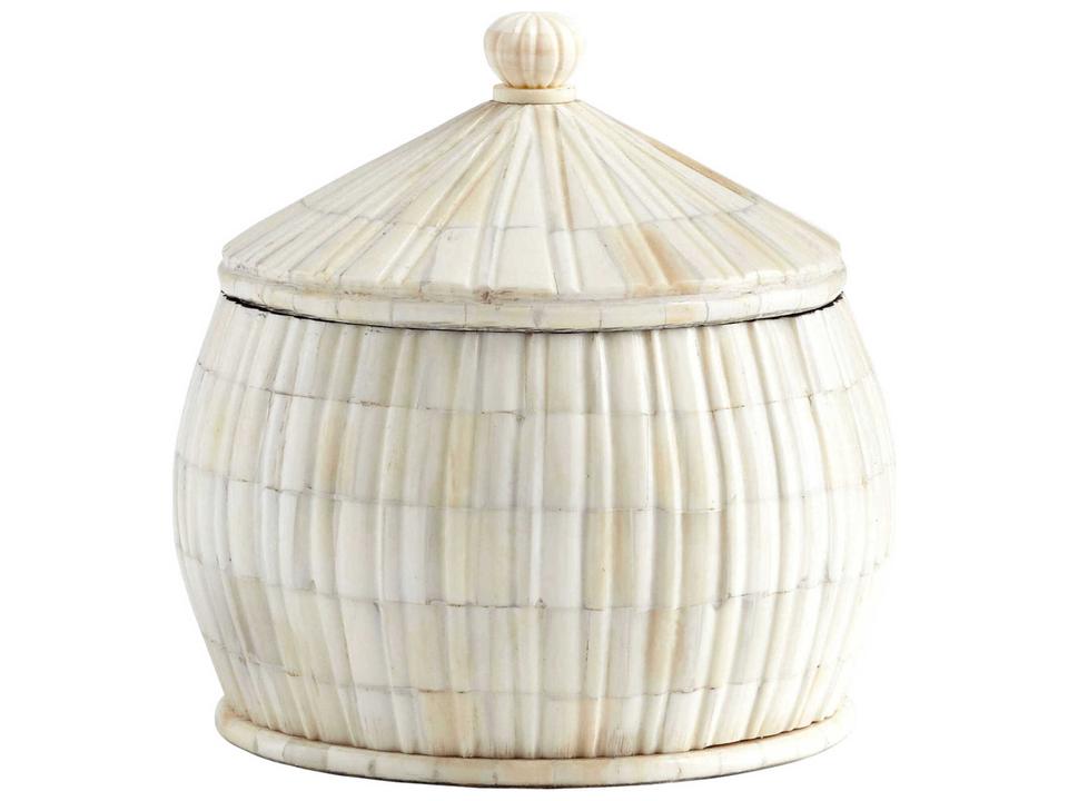 Large For Keeps Bone and Wood Container in White