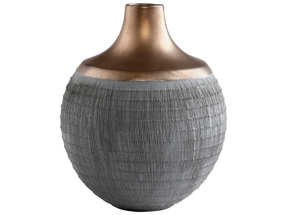 Osiris Decorative Ceramic Vase Medium in Charcoal Grey and Bronze