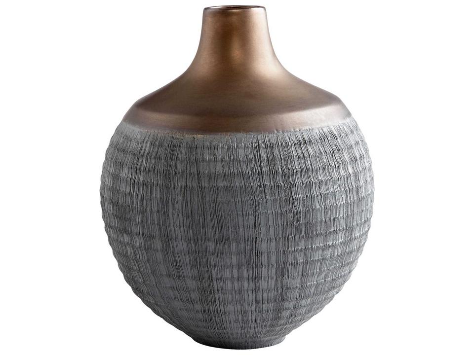 Osiris Large Ceramic Vase in Charcoal Grey and Bronze
