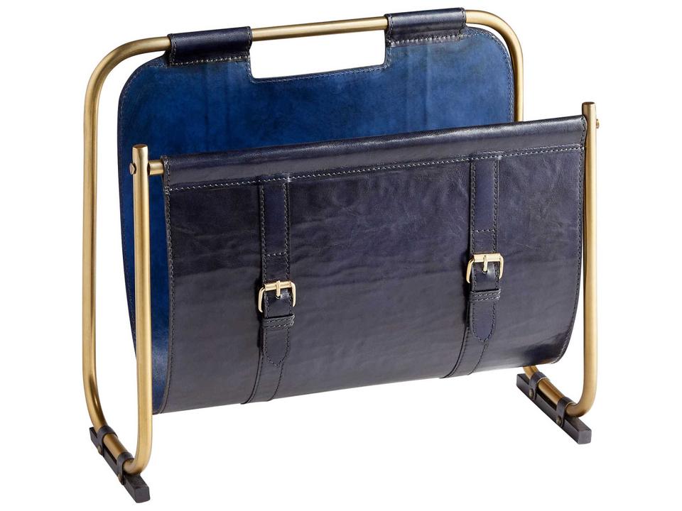 Granville Blue Antique Brass Blue Antique Brass Magazine Rack
