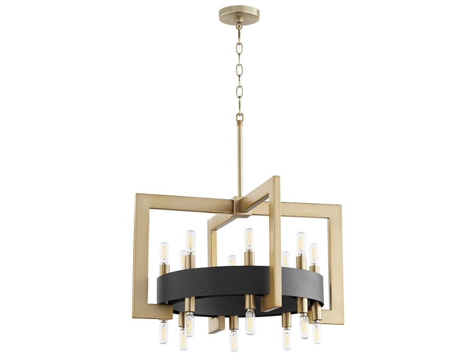 16-Light Archibald Chandelier in Noir and Aged Brass