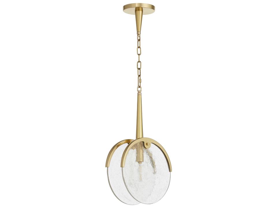 Alton 1-Light Aged Brass Pendant Light with Cast Glass Discs