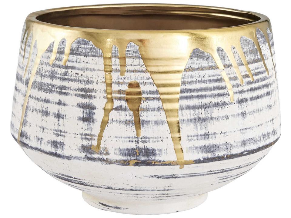 Athenian 9.5 Inch Decorative Bowl in Beige Black and Gold