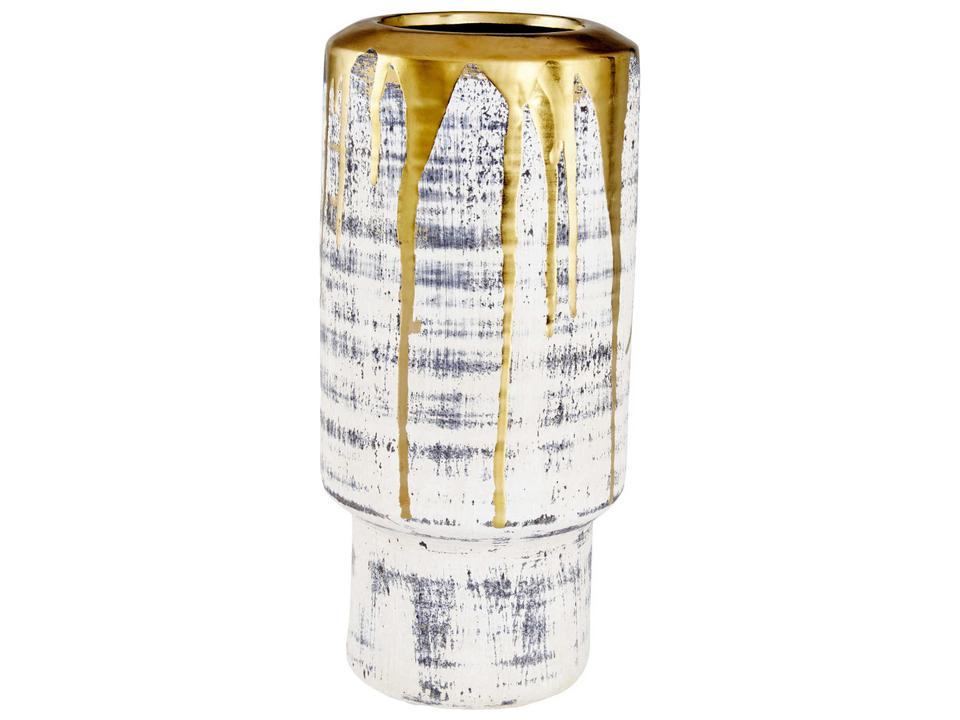 Athenian Small Ceramic Vase in Beige Black and Gold