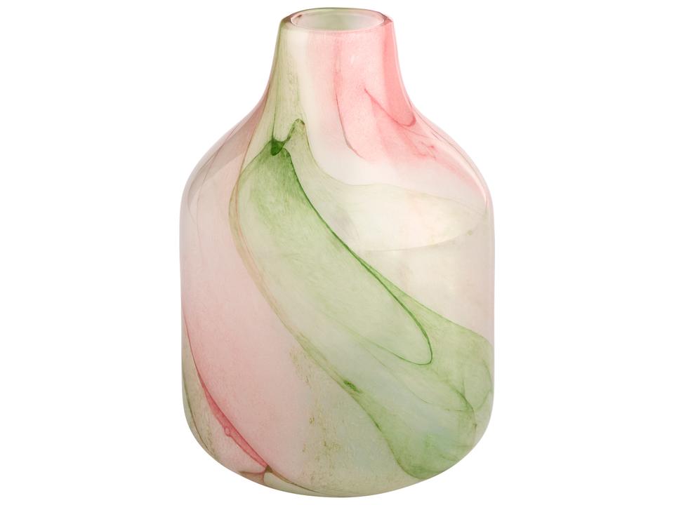 Fern Small Hand-Blown Glass Vase in White and Spring Green