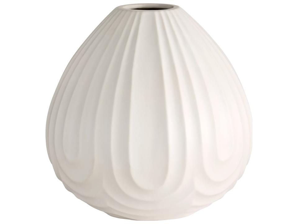 Nigel Earthenware Vase in White with Debossed Texture